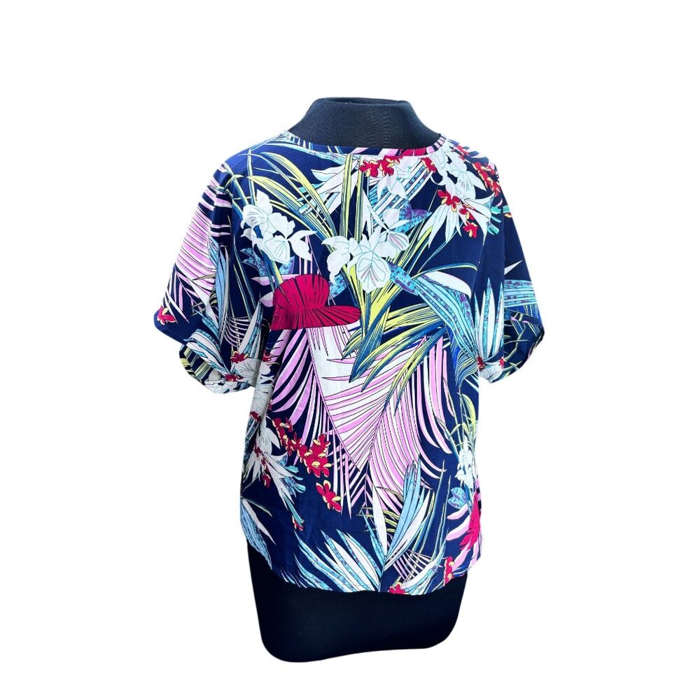 Tropical Floral Short Sleeve Blouse Yuna Fashion S/M 65% Cotton 35% Polyamide Ti